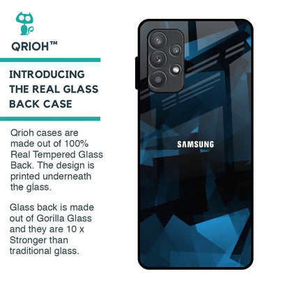 Polygonal Blue Box Glass Case For Samsung Galaxy A52