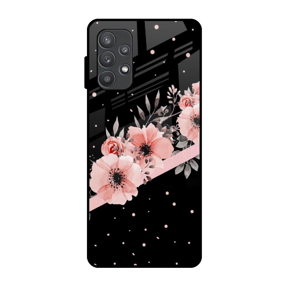 Floral Black Band Samsung Galaxy A72 Glass Back Cover Online