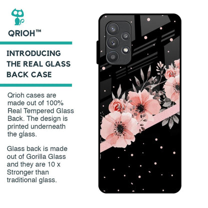 Floral Black Band Glass Case For Samsung Galaxy A72