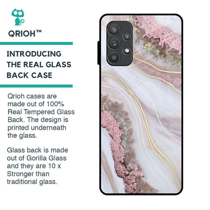 Pink & Gold Gllitter Marble Glass Case for Samsung Galaxy A72
