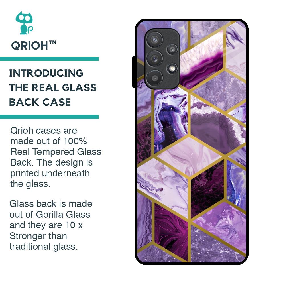 Purple Rhombus Marble Glass Case for Samsung Galaxy A72