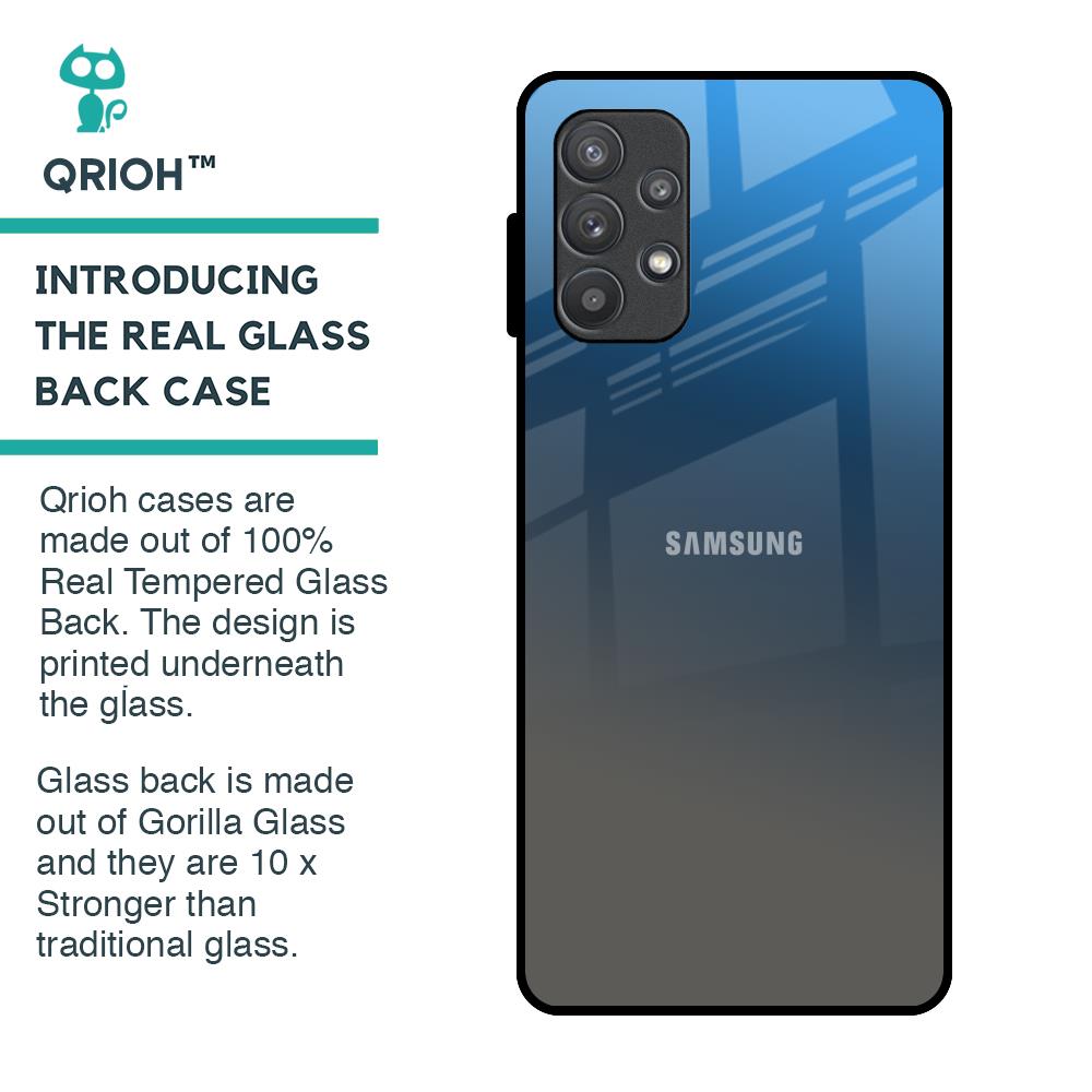 Blue Grey Ombre Glass Case for Samsung Galaxy A72