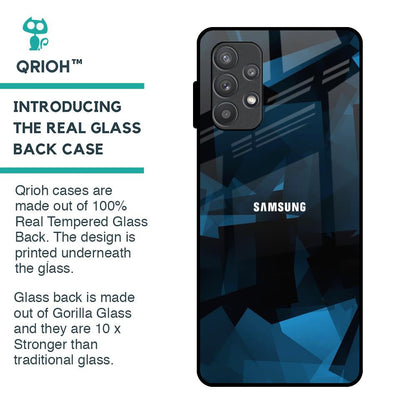 Polygonal Blue Box Glass Case For Samsung Galaxy A72