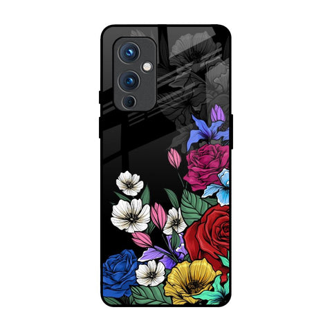 Rose Flower Bunch Art OnePlus 9 Glass Back Cover Online