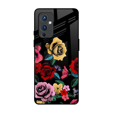 Floral Decorative OnePlus 9 Glass Back Cover Online
