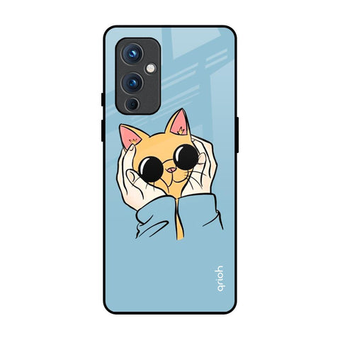 Adorable Cute Kitty OnePlus 9 Glass Back Cover Online