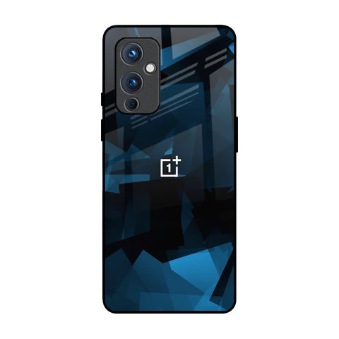 Polygonal Blue Box OnePlus 9 Glass Back Cover Online