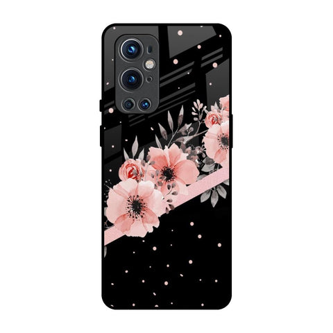 Floral Black Band OnePlus 9 Pro Glass Back Cover Online