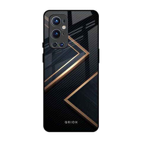 Sleek Golden & Navy OnePlus 9 Pro Glass Back Cover Online