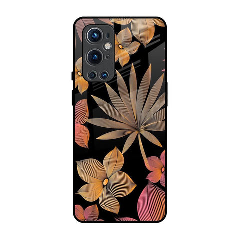 Lines Pattern Flowers OnePlus 9 Pro Glass Back Cover Online