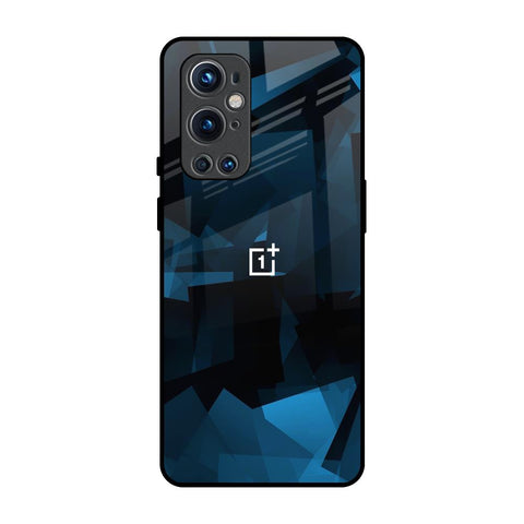 Polygonal Blue Box OnePlus 9 Pro Glass Back Cover Online
