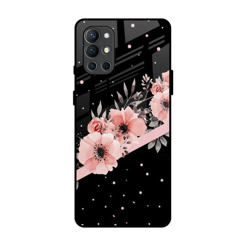 Floral Black Band OnePlus 9R Glass Back Cover Online