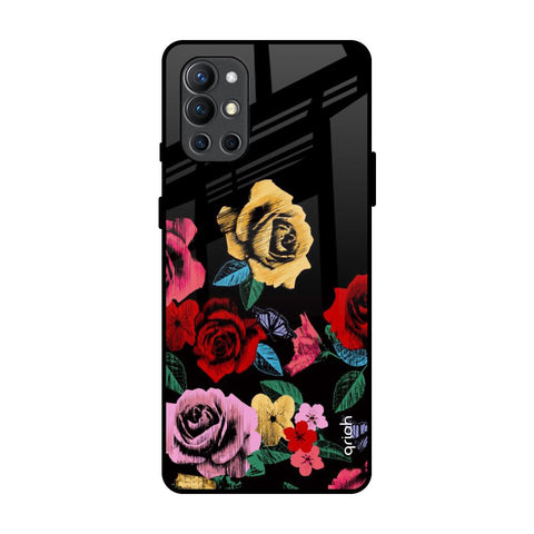 Floral Decorative OnePlus 9R Glass Back Cover Online