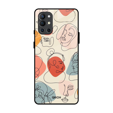 Abstract Faces OnePlus 9R Glass Back Cover Online