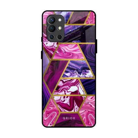 Electroplated Geometric Marble OnePlus 9R Glass Back Cover Online
