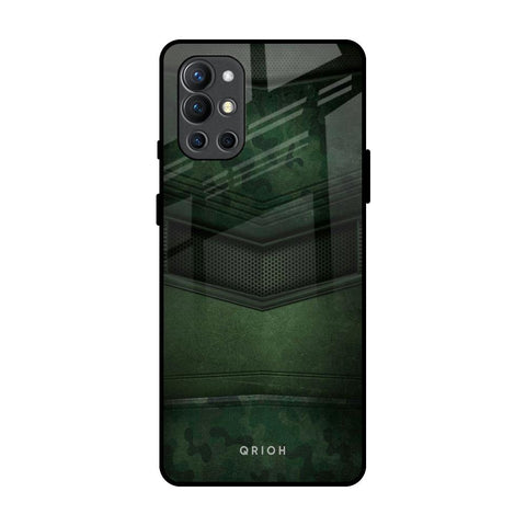 Green Leather OnePlus 9R Glass Back Cover Online