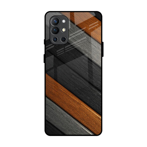 Tri Color Wood OnePlus 9R Glass Back Cover Online