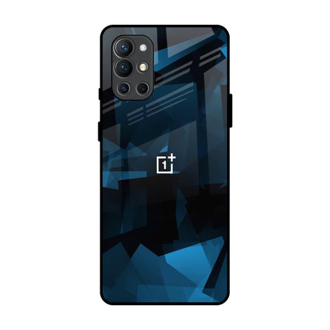 Polygonal Blue Box OnePlus 9R Glass Back Cover Online
