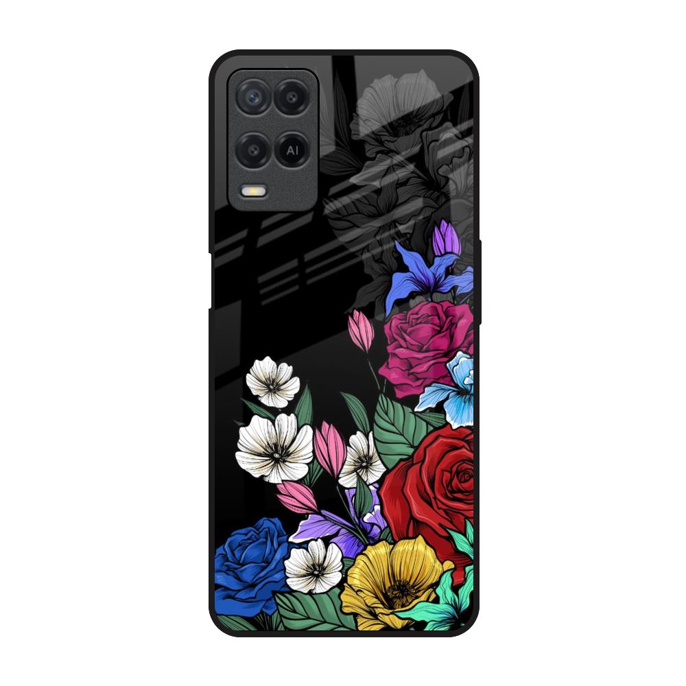 Rose Flower Bunch Art Realme 8 Glass Back Cover Online
