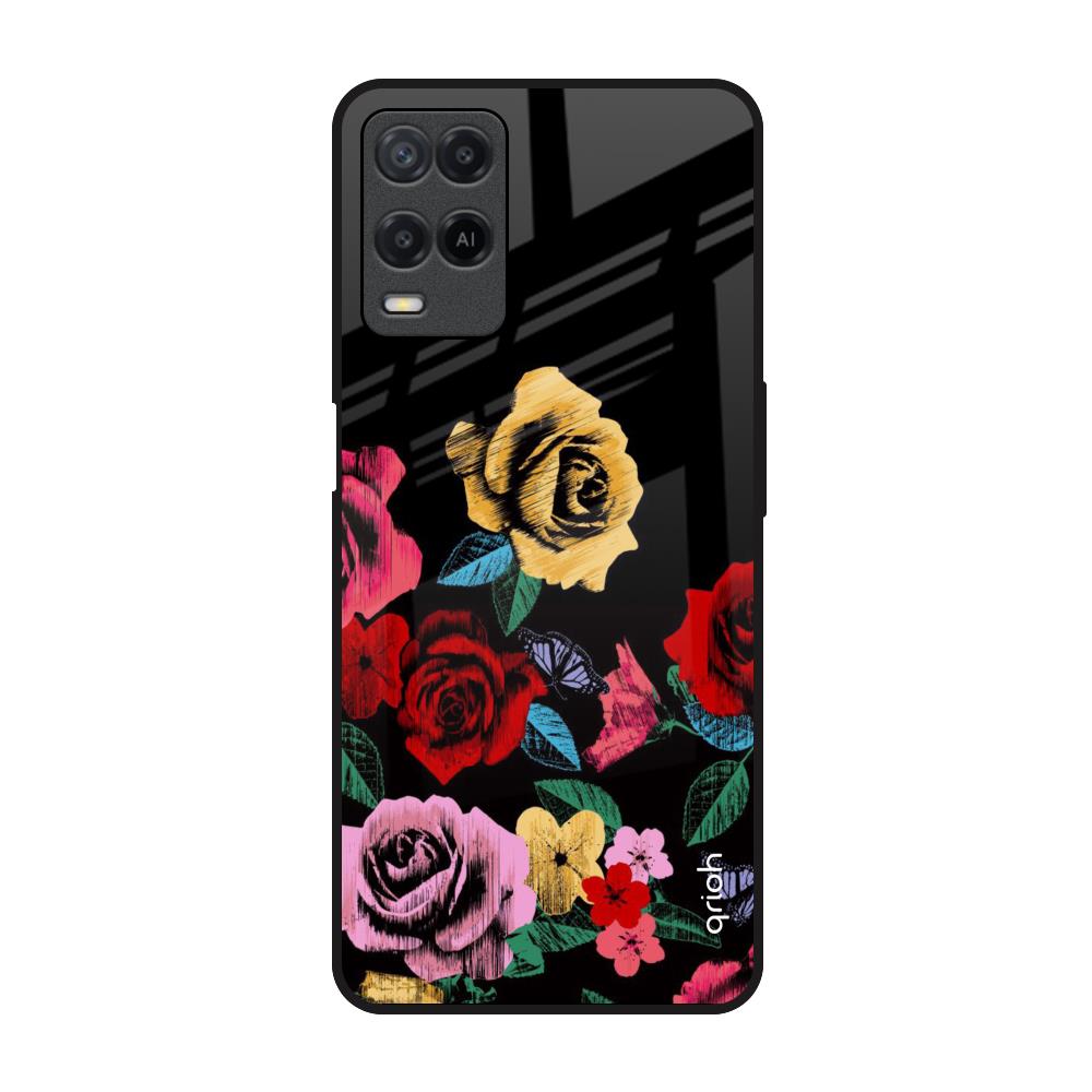 Floral Decorative Realme 8 Glass Back Cover Online