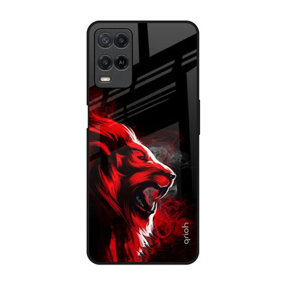 Red Angry Lion Realme 8 Glass Back Cover Online