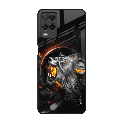 Aggressive Lion Realme 8 Glass Back Cover Online