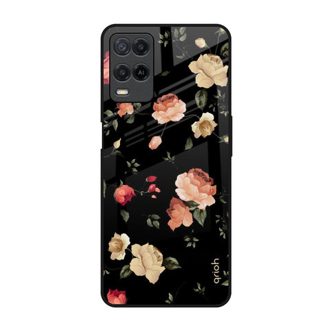 Black Spring Floral Realme 8 Glass Back Cover Online