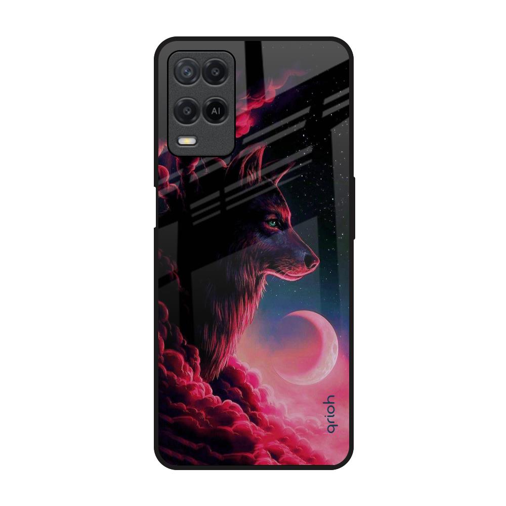 Moon Wolf Realme 8 Glass Back Cover Online