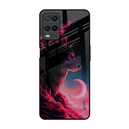 Moon Wolf Realme 8 Glass Back Cover Online