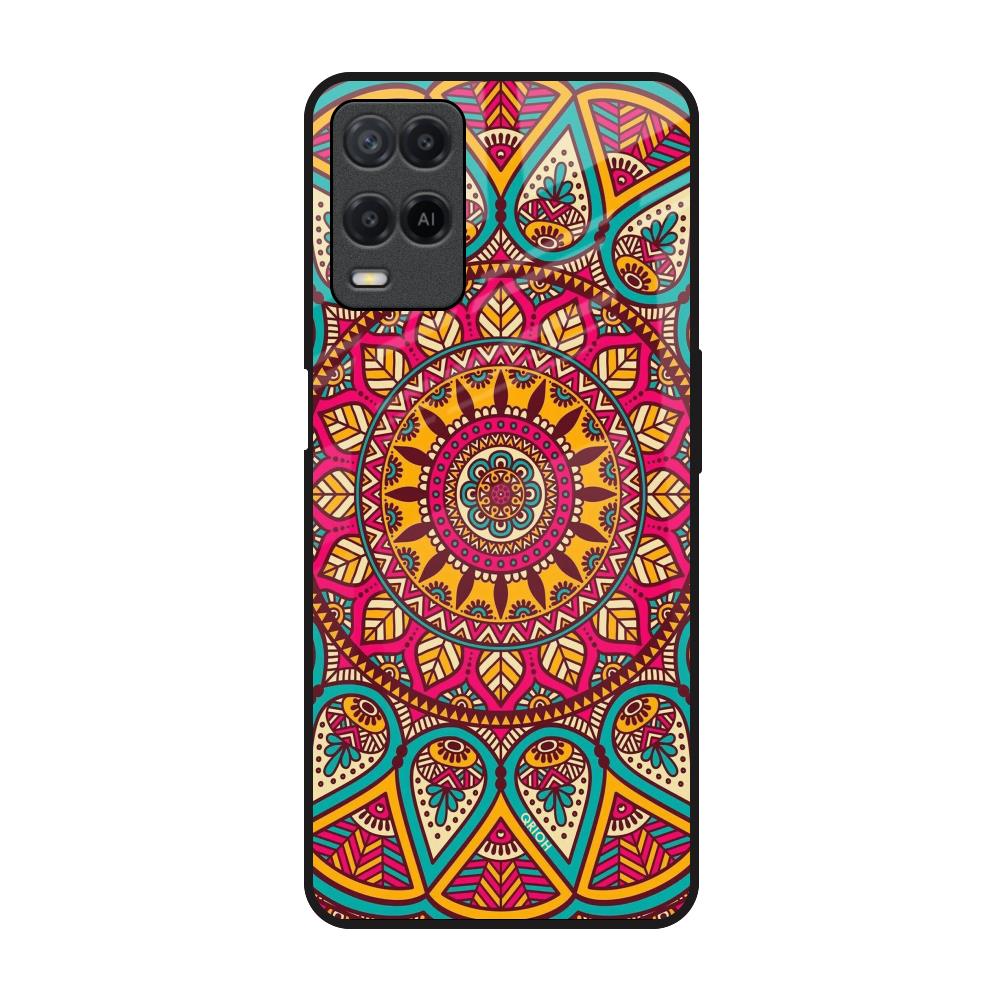 Elegant Mandala Realme 8 Glass Back Cover Online