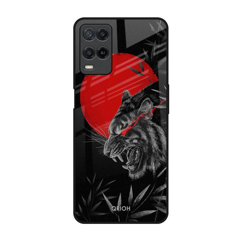 Red Moon Tiger Realme 8 Glass Back Cover Online