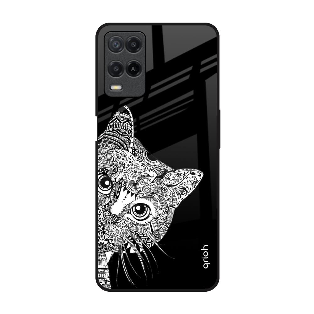 Kitten Mandala Realme 8 Glass Back Cover Online