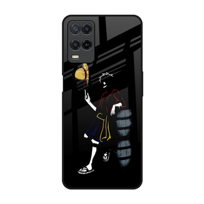 Luffy Line Art Realme 8 Glass Back Cover Online