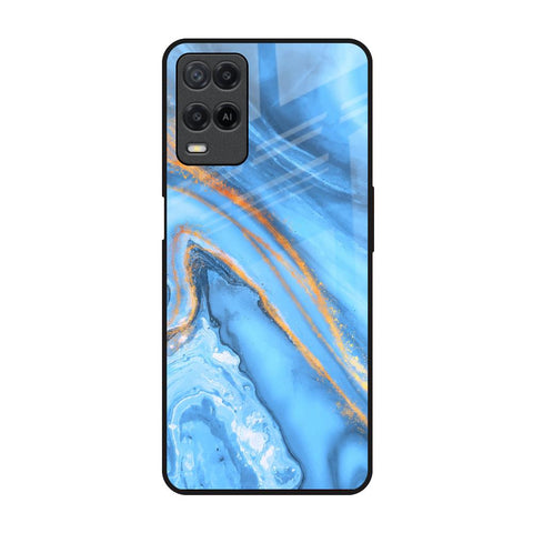 Vibrant Blue Marble Realme 8 Glass Back Cover Online