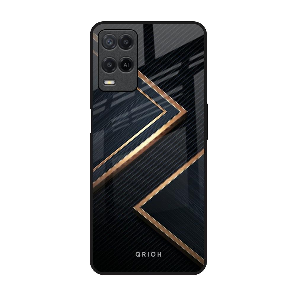 Sleek Golden & Navy Realme 8 Glass Back Cover Online