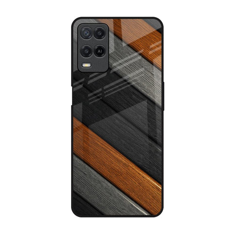 Tri Color Wood Realme 8 Glass Back Cover Online