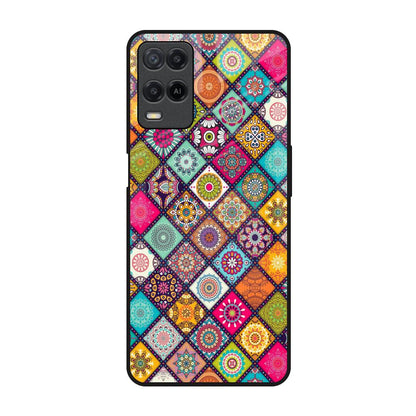 Multicolor Mandala Realme 8 Glass Back Cover Online