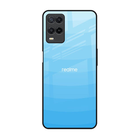 Wavy Blue Pattern Realme 8 Glass Back Cover Online