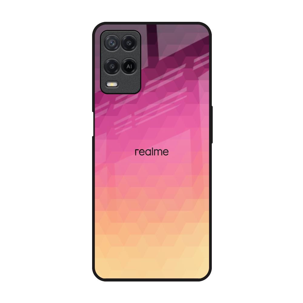 Geometric Pink Diamond Realme 8 Glass Back Cover Online