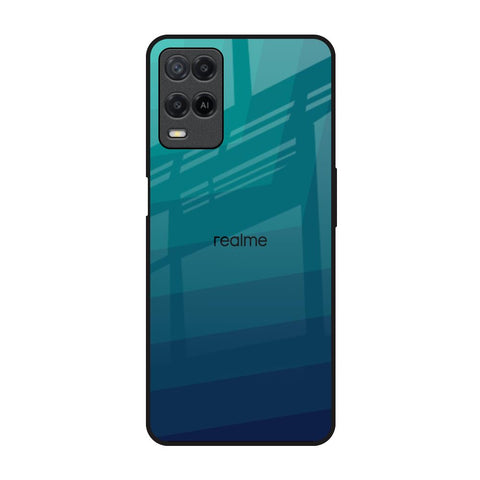 Green Triangle Pattern Realme 8 Glass Back Cover Online