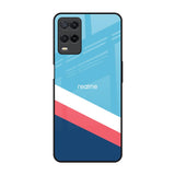 Pink & White Stripes Realme 8 Glass Back Cover Online