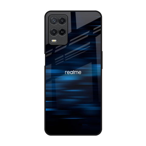 Blue Rough Abstract Realme 8 Glass Back Cover Online