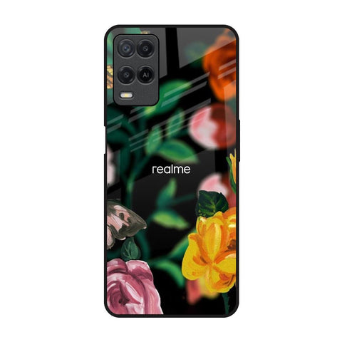 Flowers & Butterfly Realme 8 Glass Back Cover Online