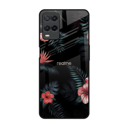 Tropical Art Flower Realme 8 Glass Back Cover Online