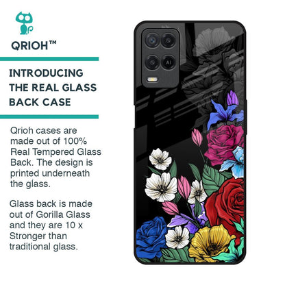 Rose Flower Bunch Art Glass Case for Realme 8
