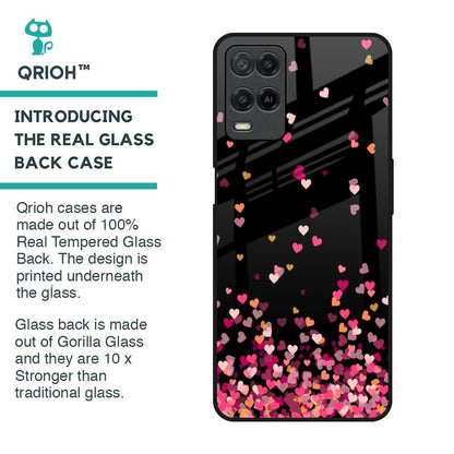 Heart Rain Fall Glass Case For Realme 8