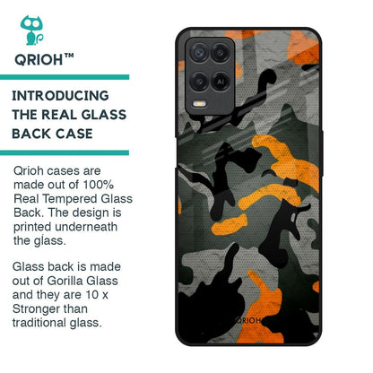 Camouflage Orange Glass Case For Realme 8