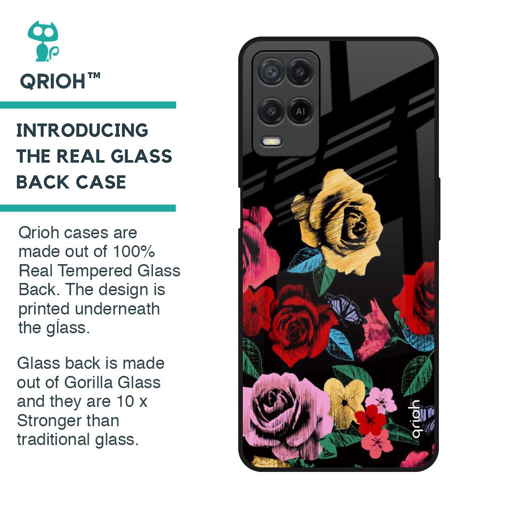 Floral Decorative Glass Case For Realme 8
