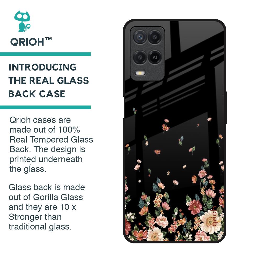 Floating Floral Print Glass Case for Realme 8