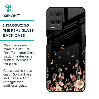 Floating Floral Print Glass Case for Realme 8
